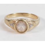 Ladies 9ct gold ring set with clear stone, size N,2.8g.