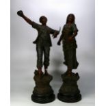 Pair of Large French Spelter Type Figures, height 60cm(2)