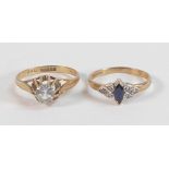 Two 9ct gold ladies rings, 3.4g. (2)