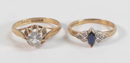 Two 9ct gold ladies rings, 3.4g. (2)