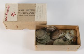 A collection of pre-1947 silver coins including florins, sixpences etc, 357g.