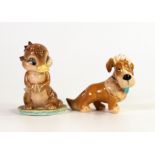 Beswick David Hands figures Dinkum Platypus and Nana. Gold backstamps (2)