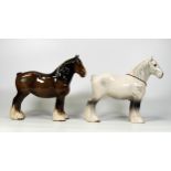 Beswick 818 Shire Horses in Grey & Brown(2)