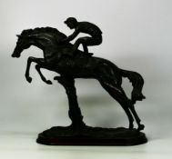 Large Bronzed Resin Figure of Horse & Rider, height 28cm