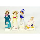 Royal Doulton Kate Greenaway Figures Nell Hn3014, Laurie Hn2801, Carrie Hn2800 & Lucy Hn2863(4)