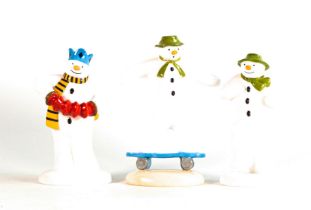 Coalport Snowman Figures of Play It Again, Magical Moment and A Balancing Act. (3)
