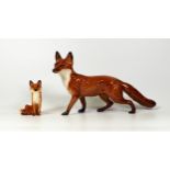 Beswick Large Fox 1016 & smaller seated fox(2)