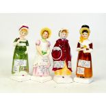 Royal Doulton Kate Greenaway Figures Emma Hn2834, Georgina Hn2377, Ruth Hn2799 & Louise Hn2869(4)