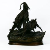 After Jules Moigniez French Bronze Figure Mountain Goats, height 27cm