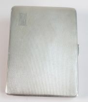 Silver cigarette case, B'ham 1937, weight 174.0g. Monogram to front.