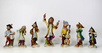 Set of Seven Dresden Monkey Band Figures