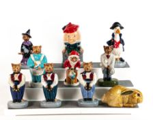 Ten Wade Figures of Cook Catkins, City Gent Catkins, Father Christmas Catkins, Goosy Goosy Gander,