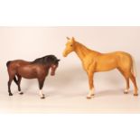 Beswick Matt Palomino Racehorse 701( tiny chip to ear) & Brown Mare 1812(2)