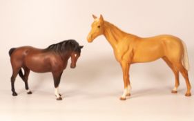 Beswick Matt Palomino Racehorse 701( tiny chip to ear) & Brown Mare 1812(2)