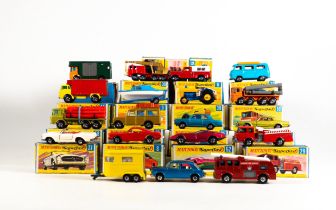 A collection of boxed Matchbox 75 series Superfast vehicles to include 9 Boat & Trailor, 62