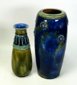 Two Royal Doulton Art Nouveau Style Stoneware Vases, tallest 25.5cm(2)