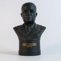 Wedgewood black Jasper ware bust of Dwight D Eisenhower, titled President of The United States