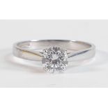 9ct white gold ring set with CZ stone, size P,2.5g.