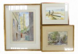 Three Watercolours including Tom Campbell River Eskdale, Ellesworth Dawson Landscape & image of