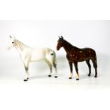 Beswick Bois Roussel grey racehorse 701 together with brown gloss imperial 1557 (2)