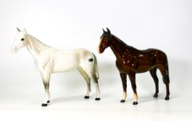 Beswick Bois Roussel grey racehorse 701 together with brown gloss imperial 1557 (2)