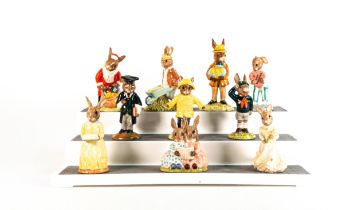 Royal Doulton Bunnykins Figures of Be Prepared, Gardener, Bridesmaid, Mr Bunnykins at Easter Parade,