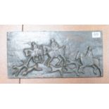 Carved Wooden Panel With Hunting Scene 22cm x 45cm
