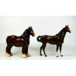 Beswick 818 Shire Horse & Swish Tail Horse 2137(2)