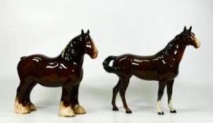 Beswick 818 Shire Horse & Swish Tail Horse 2137(2)