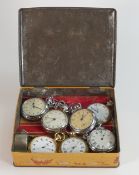 A collection of vintage pocket watches including Ingersoll, Rotary, Railway watch etc in Sharps