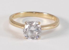 9ct gold ring set with solitaire white stone, size L,2.2g.