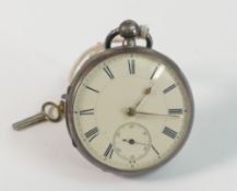 Silver English lever pocket watch by G Webb, Cheadle,with key.