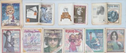 A Collection of 1970's Rolling Stones Magazines. Including cover art of Bob Dylan, Mick Jagger,
