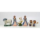 A collection of Wade Blow Up figures including Shetland Pony, Beauty from the Beauty & the beast