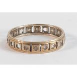 9ct gold eternity ring, size O, 1.8g, stone missing.