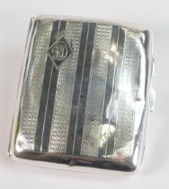 Silver cigarette case, weight 69.7g, B'ham 1922. Engraved monogram, some very minor denting and 2