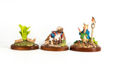 Beswick Studio Sculptures Beatrix Potter Figures of Mrs Tiggywinkle, Flopsy Bunnies and Peter