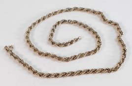 Quality 9ct gold rope chain necklace, 18.4g.