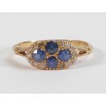 18ct gold diamond & sapphire ring, size J, 2g.