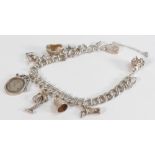 Silver charm bracelet,28.3g.