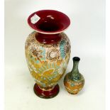 Royal Doulton Art Nouveau Style Stoneware Chine Vases , tallest 25cm(2)