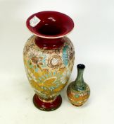 Royal Doulton Art Nouveau Style Stoneware Chine Vases , tallest 25cm(2)