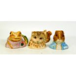 Beswick Beatrix Potter Character Jugs Old Mr Brown, Peter Rabbit & Royal Albert Jeremy Fisher (3)