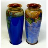 Two Royal Doulton Tube lined Art Nouveau Style Stoneware Vases, tallest 25.5cm(2)