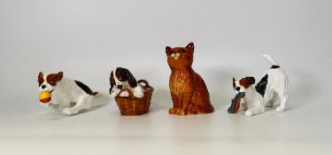 Royal Doulton Dog figures including Hn2586 dog in basket, Terrier with ball, , terrier with