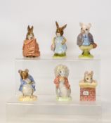 Royal Albert BP6 Beatrix Potter Figures Poorly Peter Rabbit, Gentleman Mouse made a Bow, Piggling