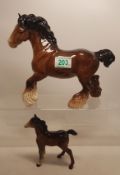 Beswick Cantering Shire 975 & Foal(2)