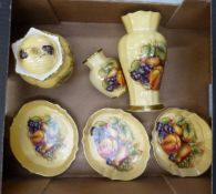 Aynsley Orchard Gold pattern items to include small vases, lidded pots & pin dishes etc (6)