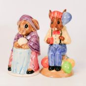 Royal Doulton Bunnykins toby jugs Party Time D7160 and Fortune Teller D7157. Limited edition