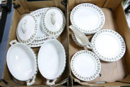 A large collection of Copeland Spode Thistle pattern dinner ware (2 trays)